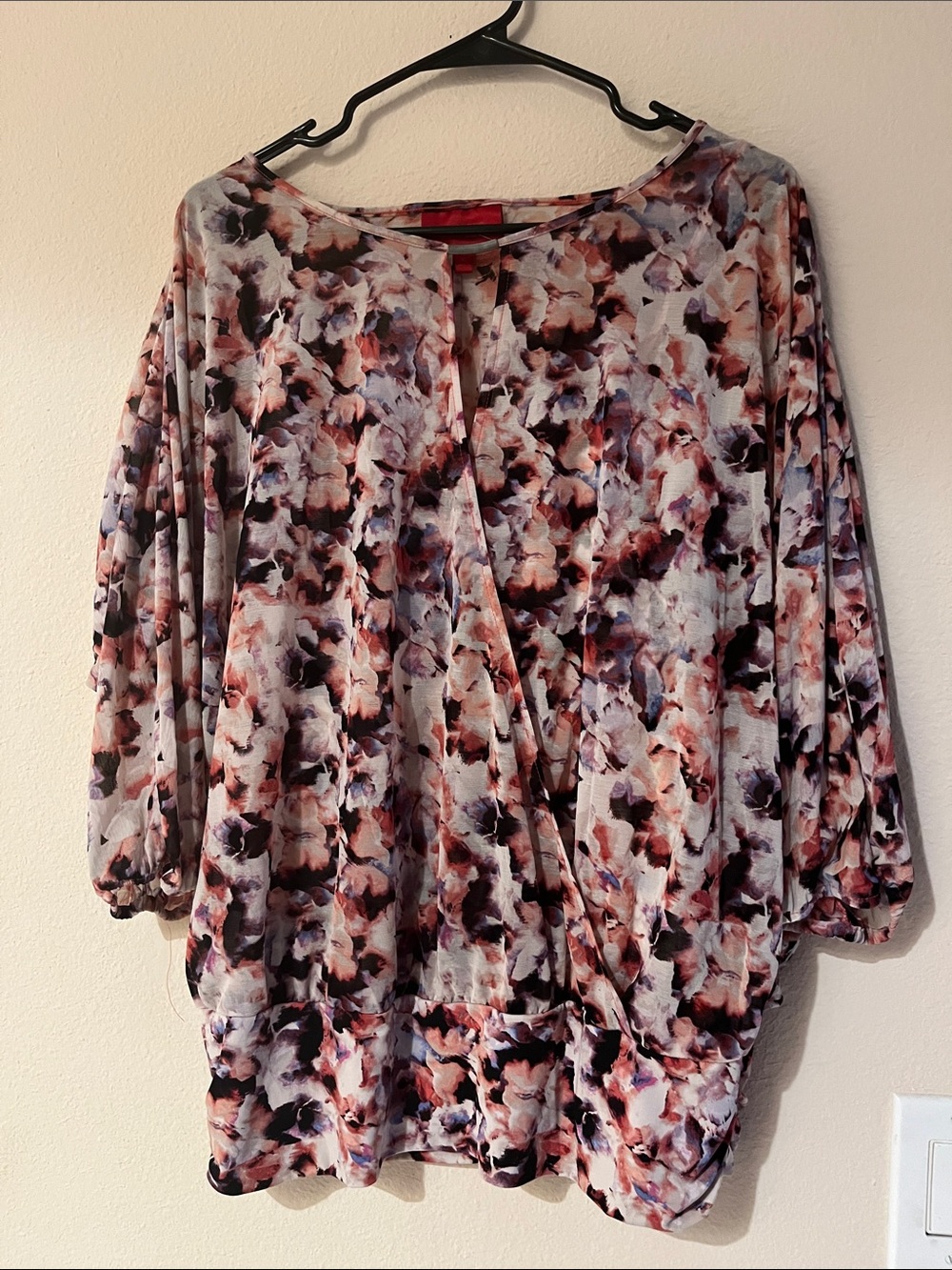 Relaxed Floral Print Blouse in Pink and Purple